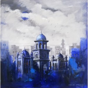 G. N. Qazi, 14 x 14 inch, Acrylic on Canvas, Cityscape Painting, AC-GNQ-048
